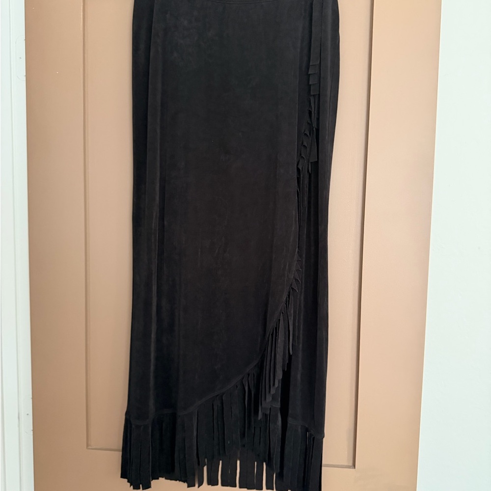 Chicos Black Fringe Skirt